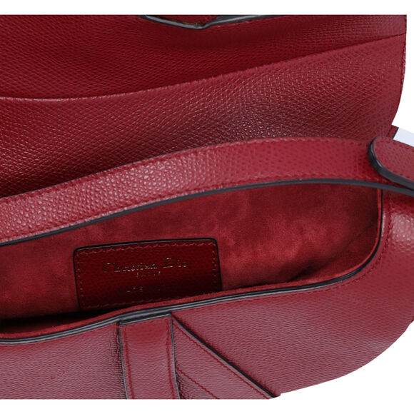 Christian Dior Small Saddle Bag Handbag M0447CWVG Bordeaux Leather - Picture 3 of 11